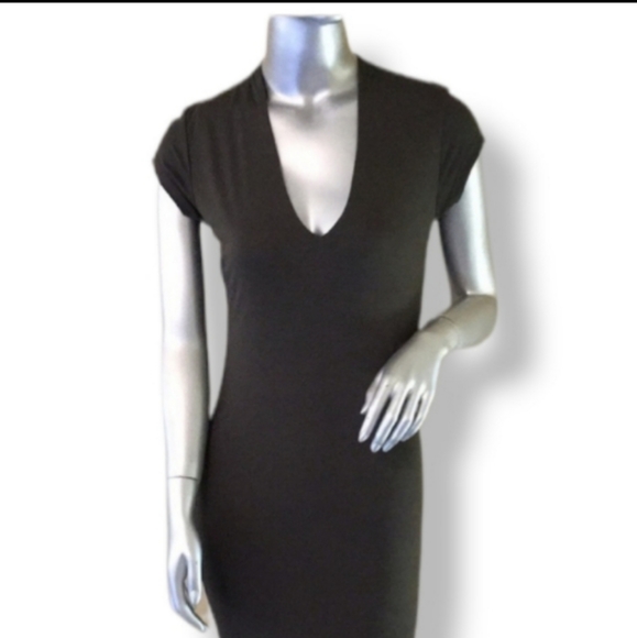 Fitted V-Neck Cap Sleeve Dress Black Sz. S/M Joe & Elle - Picture 9 of 9